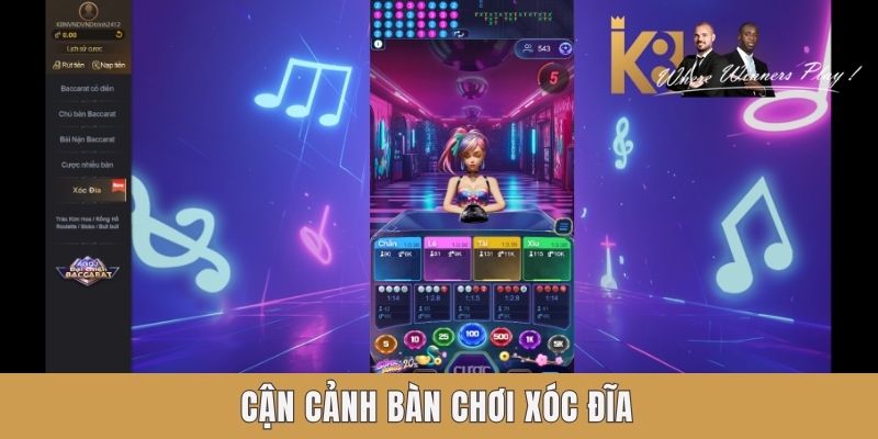 Cận cảnh bàn chơi xóc đĩa Cận cảnh bàn chơi xóc đĩa